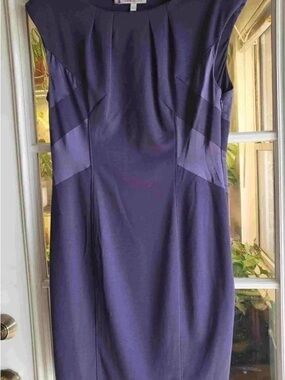 Jennifer Lopez Sleek Navy Cap-Sleeve Sheath Dress